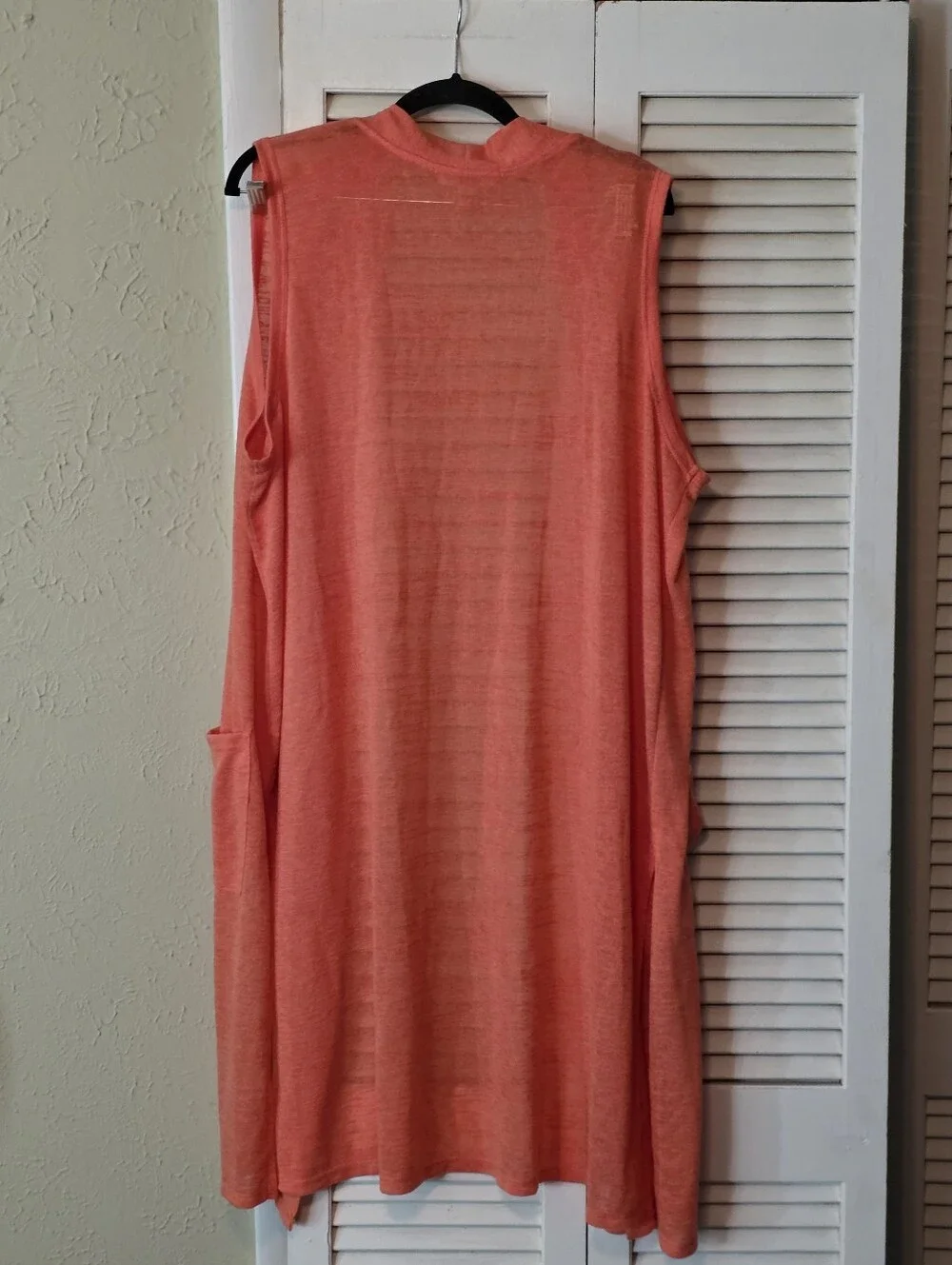 Woman Within Coral Open-Front Sleeveless Long Vest